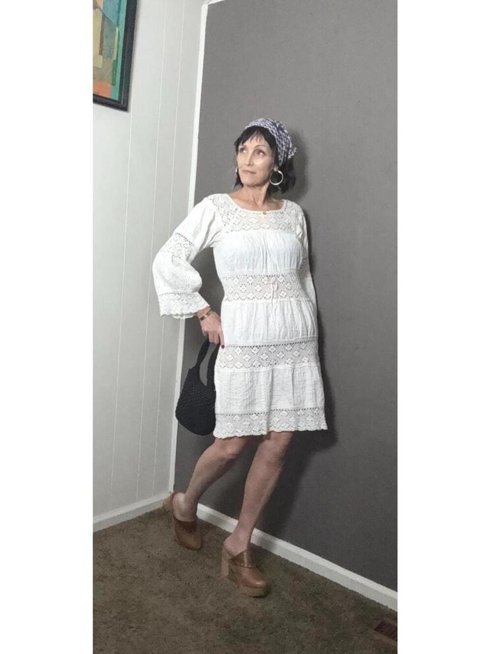 Vintage Mexican Wedding Dress S-M White Pintucked Cotton + Embroidered Lace